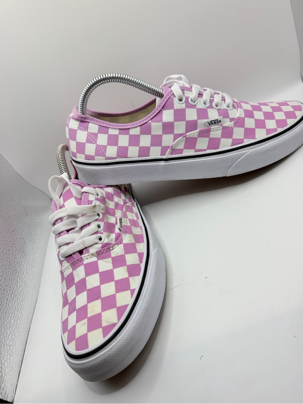Vans Checkerboard Canvas Sneakers - Pink & White